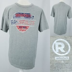 Radioshack Mens Small 38" Heathered Gray Retro Broadcast T-shirt Short Slv
